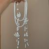Faux Pearl Lilium Flower Pearl Necklace Multi Layer Stacked Flower Choker  Vacation Look
