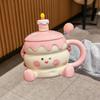 Ceramic Baby Foot Birthday Mug with Lid, High-Quality Gift Box for Girls