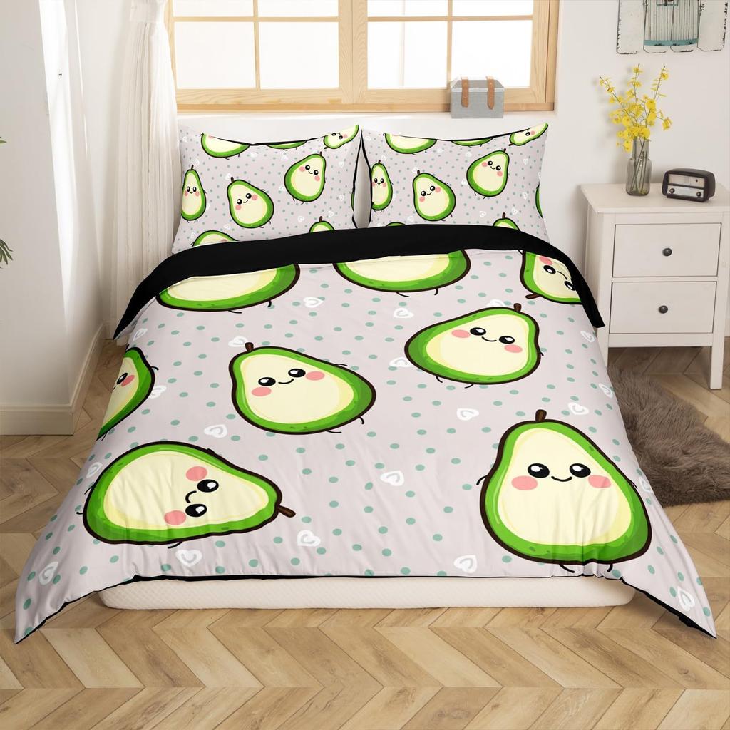 Avocado Duvet Cover Three-piece Set Fun Pattern Bedding Set with Pillowcase