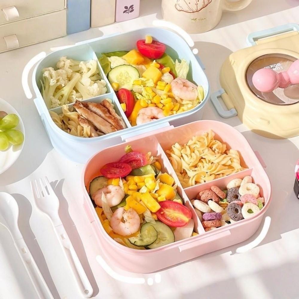 Leak-proof 3 grids Lunch Box Sealed Picnic Box Lunch Box with fork spoon  Outdoor Activities