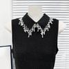 Elegant Pearls Beaded Bib Faux Collar Half Shirt for Women Lapel False Collar Detachable Collar Neckline Choker Necklace