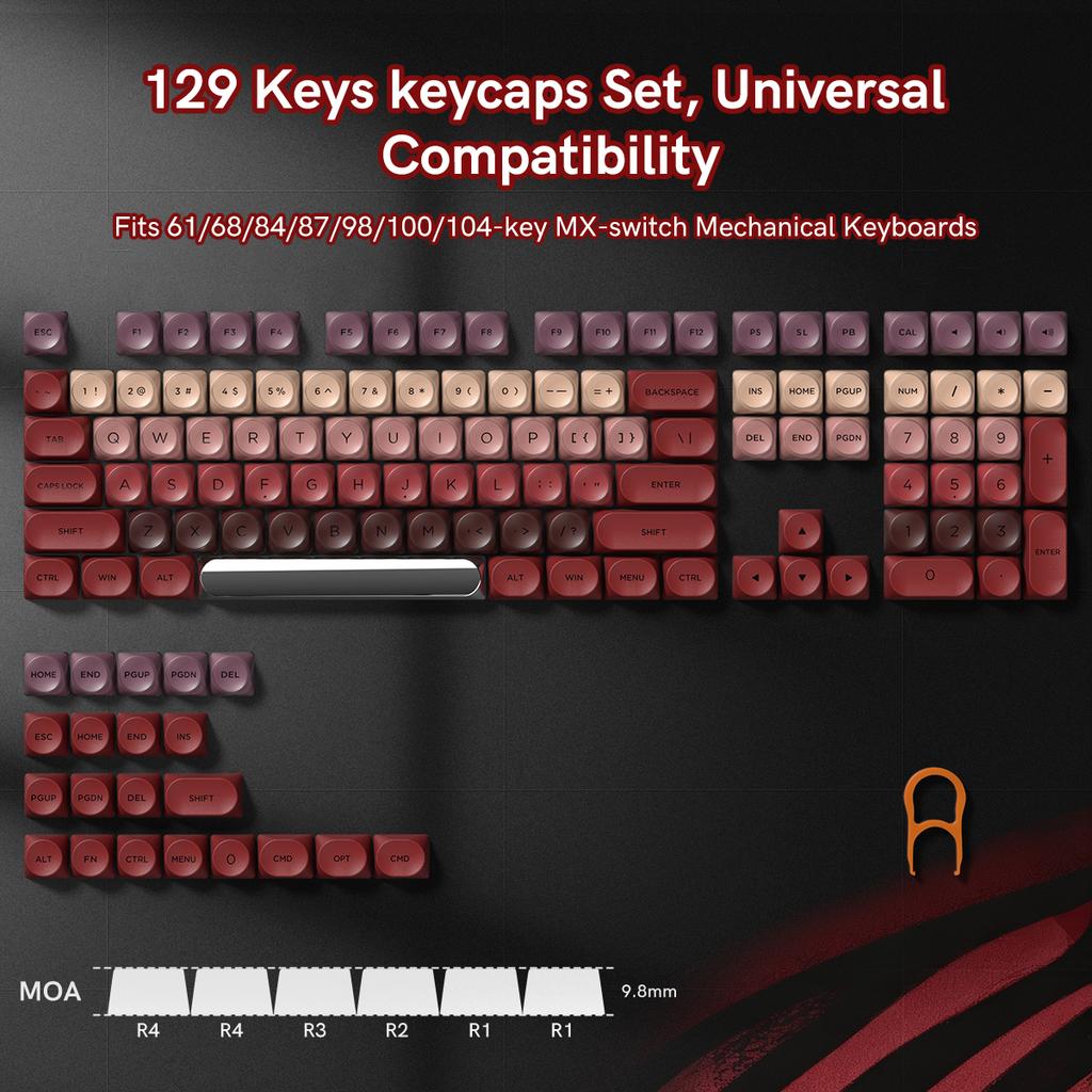 130 Keys Pink Liquid Foundation Keycap HOA Profile PBT Double Shot Keycap For Mx Switch Mechanical Keyboard ISO Enter Key Caps
