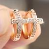 Elegant Female White Stone Cross Hoop Earrings Trendy Fashion Gold Color Wedding Jewelry For Women