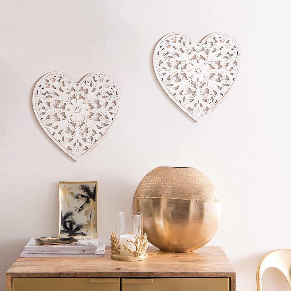 Wooden Wall Decor Floral Hollow Carved Wall Panel Hanging Decor Rustic Wall Art Sculpture Home Wall OrnamentValentine's Day Gift