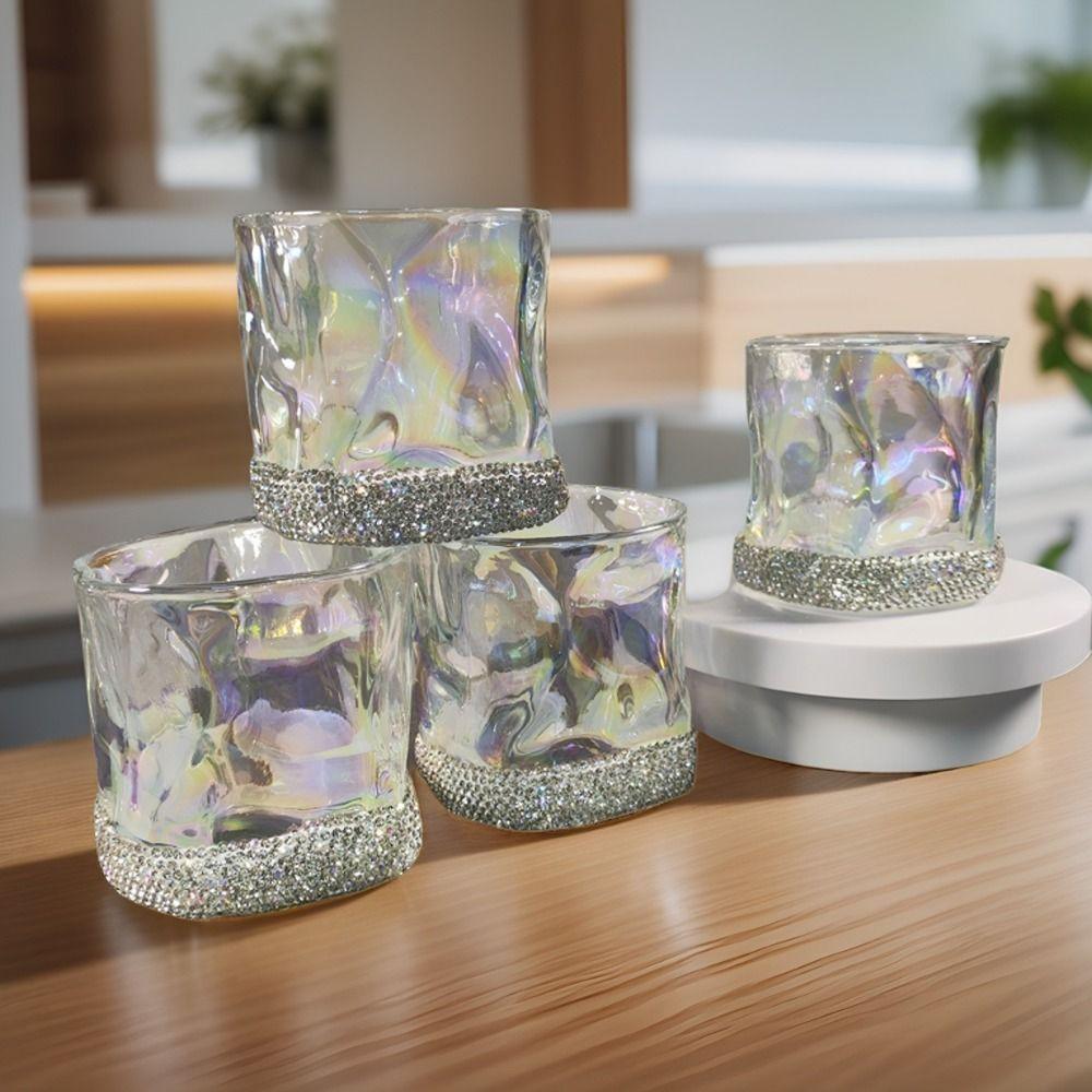 Creative Sparkling Water Cup Stainless Steel Rhinestone Studded Cup Modern Glass Cup  Home Use