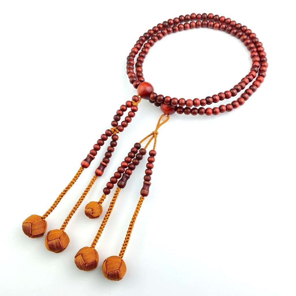 Myorenka Buddhist Prayer Beads for Nichiren 108 Red Sandalwood Medium Includes Prayer Bead Brahma Formal Buddhist Prayer Lotus Natural Set Brahma