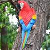 Tree Stump Parrot Ornament, Waterproof Resin Parrot Statue with Realistic Feather Texture, Outdoor Wall Mount Macaw Bird Ornament for Garden Tree