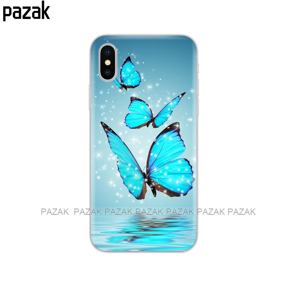 Silicone Cover Phone Case For Iphone 6 X 8 7 6s 5 5s SE 2020 Plus 10 XR XS 11 Pro Max Case Butterfly Roses Flower