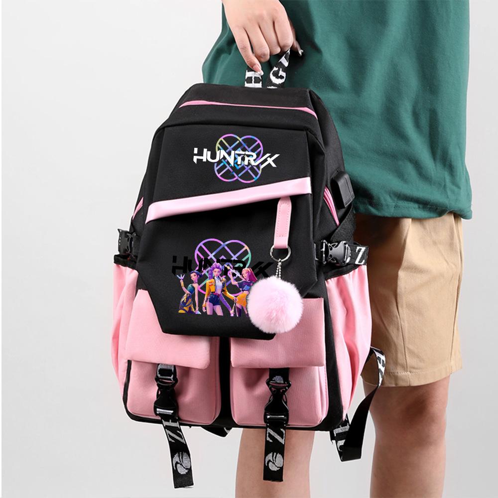 Anime K-pop Demon Hunters Tryckt Ryggsäck med Stor Kapacitet för Tonåring Student Flicka Pojke Tillbaka Till Skolan Bokväska Kvinnor Vattentät Resväska Barn Gåva
