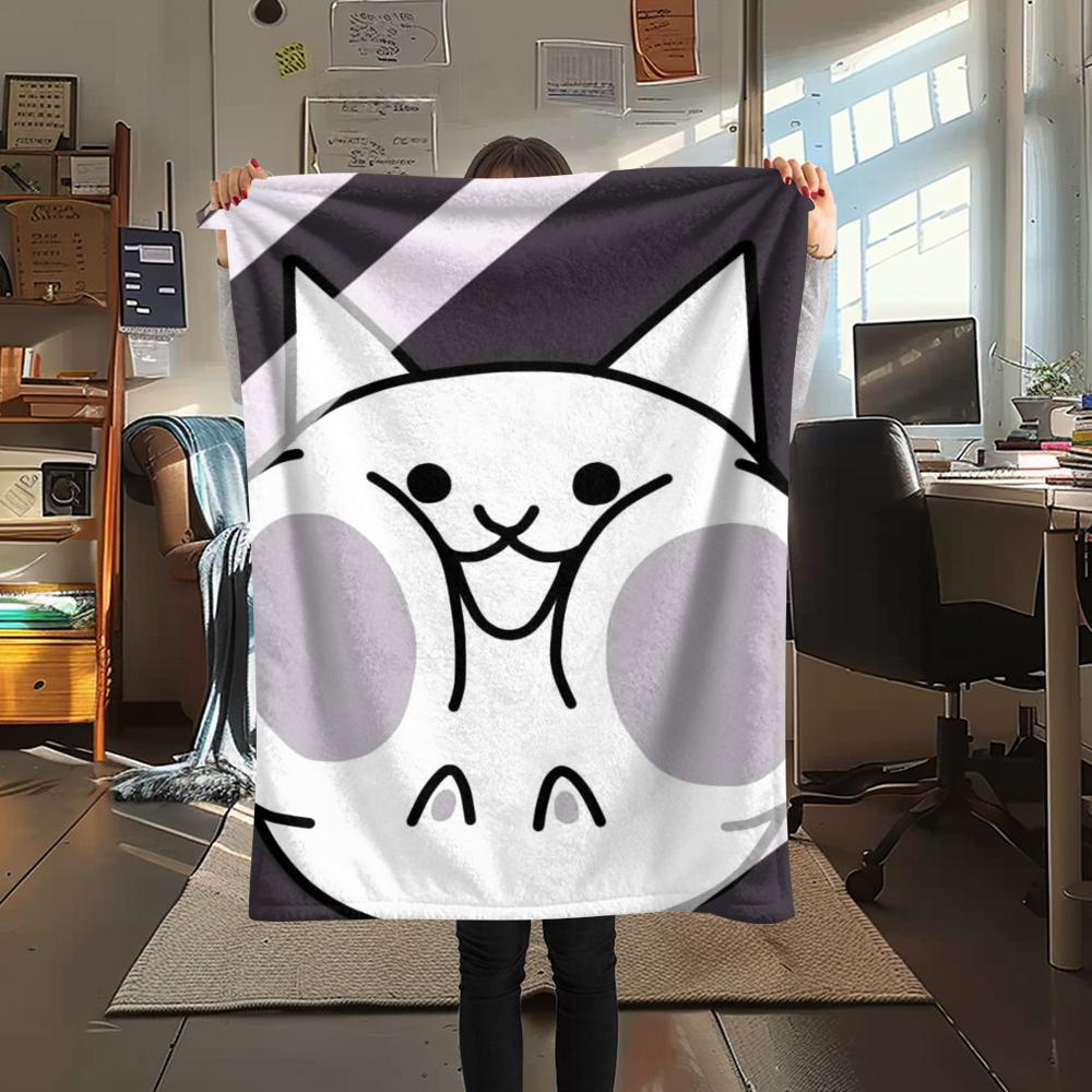 1PC THE BATTLE CATS Print Flannel Blanket, High quality Comfortable for All Seasons, Home Decor, Warmth and Comfort, Perfect for Christmas Gifts207