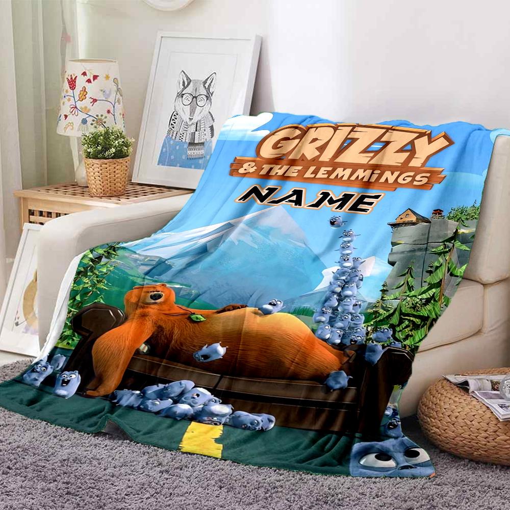 Custom 1pc Grizzly Lemmings Adventure Blanket, Soft And Comfortable Blanket, Casual Warm, Camping Travel Blanket, Birthday Gift Q91269
