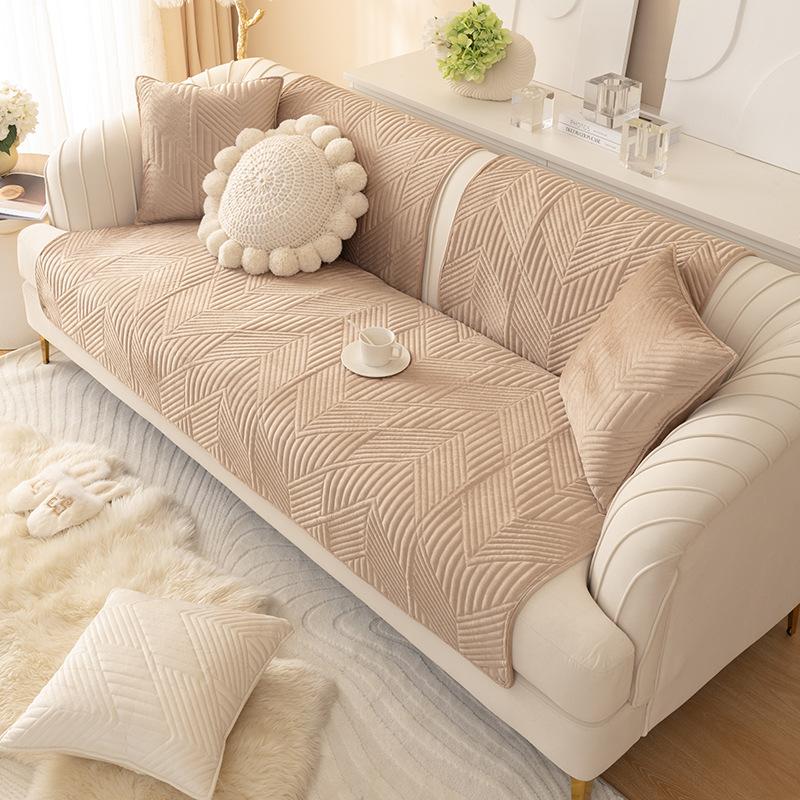 Sofa Cushion for All Seasons, Non-slip, Thickened Plush Cushion for Winter, Simple Modern Sofa Cover with Cloth Towel