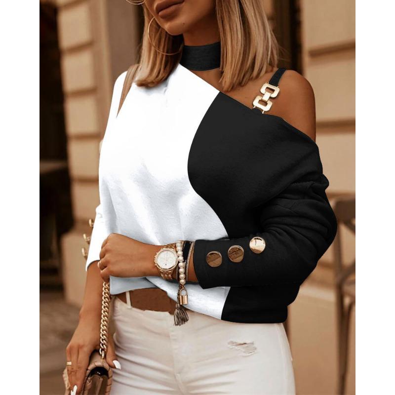 Women's Fashion Casual Spring Autumn Plaid Print Long Sleeve Oblique Collar Blouses & Shirts