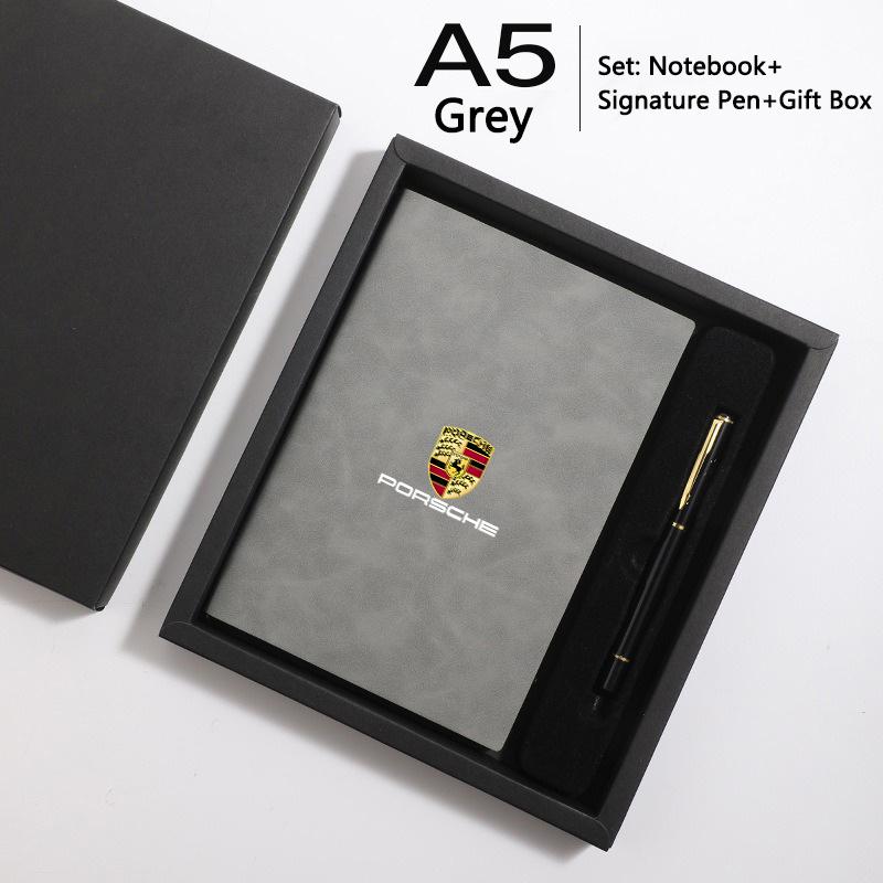 A5 Notebook Set Car Business Memo Thickened Simple Hard Cover For Porsche Cayenne Panamera Macan Cayman 718 911 Taycan Sticker VN2