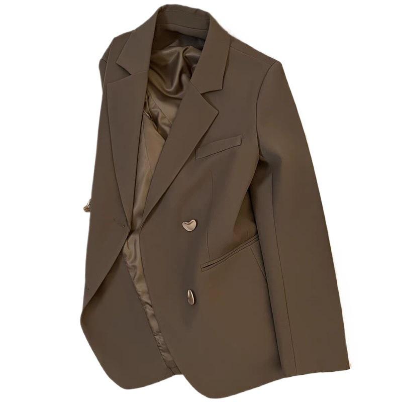 2025 Women's High-End British Style Gray Suit Jacket - French Textured, Fashionable, Small Suit for Spring & Autumn