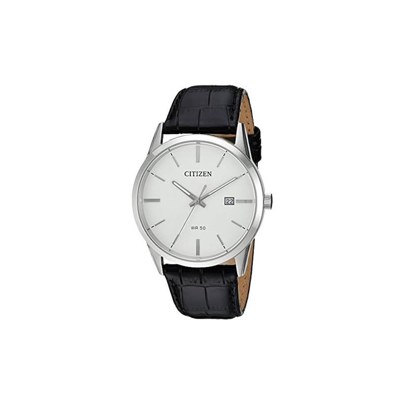 CITIZEN 50m waterproof Quartz leather strap men s watch white dial BI5000-01A белый