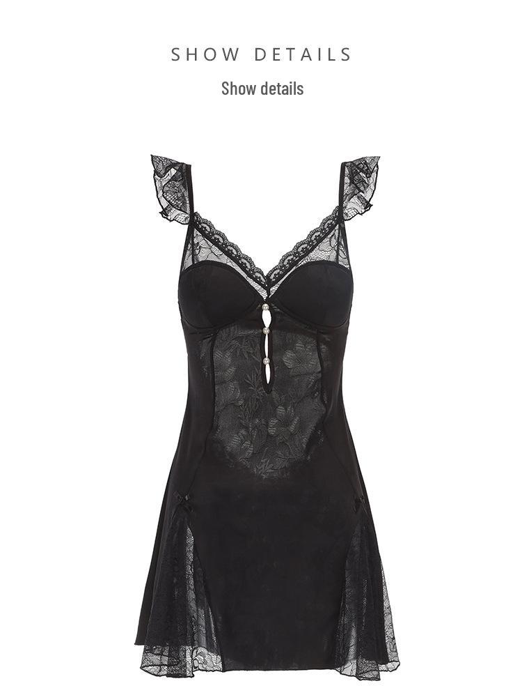 Gorgeous Plus Size Ice Silk Backless Pajama Set with Deep V Padded Camisole and Outer Robe - C4424