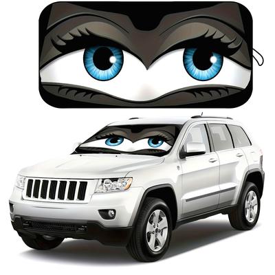 Cute Cartoon Eyes Windshield Shade UV Protection, Foldable Car Sunshade for Cooling Vehicle, Ideal for SUVs and Other Vehicles Accessories