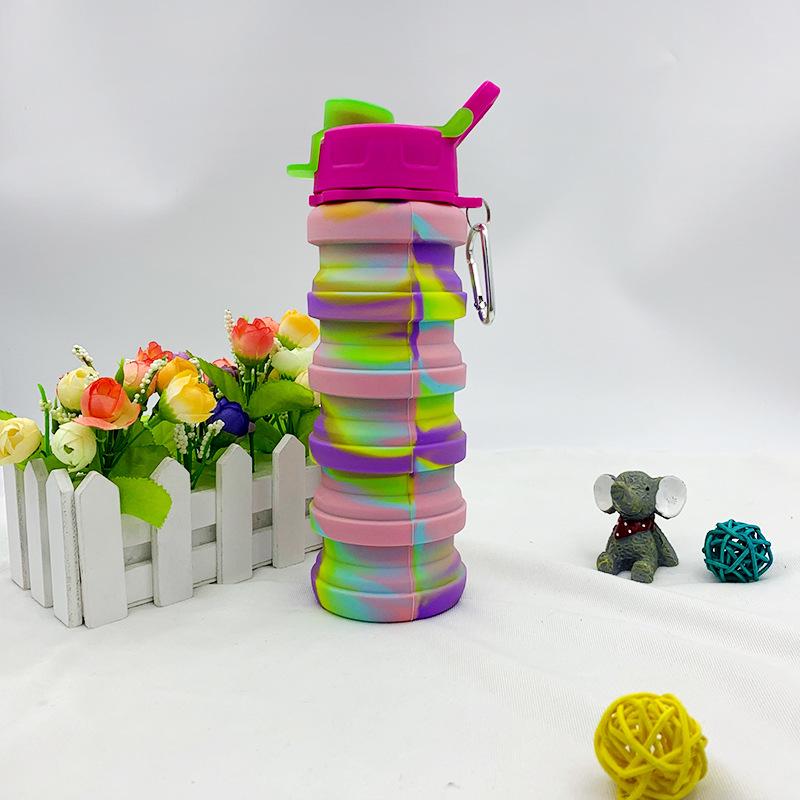 Compact Silicone Foldable Water Bottle - 500ml Portable Sports Bottle for Outdoor Activities
