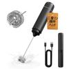 CIRCLE JOY Rechargeable Milk Electric Milk Frother with Dual Mixing for Hot Black Frother, Cover, Head, Compact, Ultra-lightweight, Coffee,