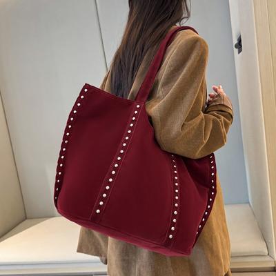 2025 beliebte Tasche große Kapazität Tasche Retro Nieten Tragetasche Damen Wildleder Mode Schulter Achseltasche
