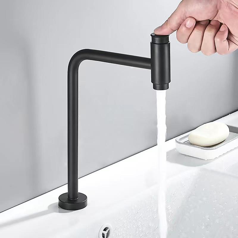Nickel/Black Wall Mounted Single Cooling Kitchen Faucet Push Switch Sink Tap Multifunctional Rotating Balcony Mop Pool Faucet