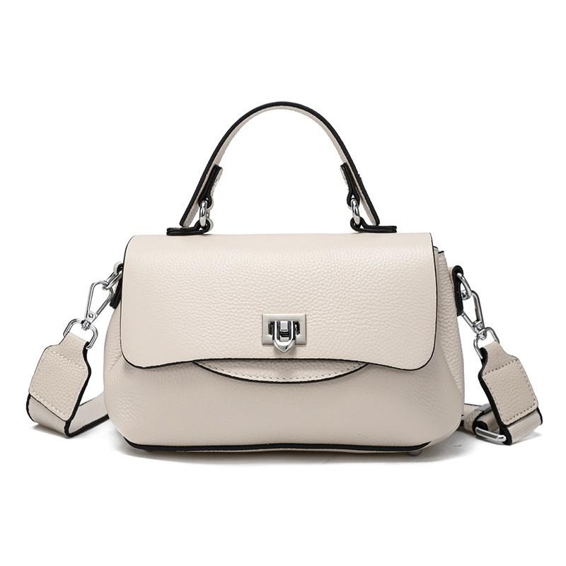 Elegant Womens Top-Grain Leather Crossbody Bag Medium Square Handbag Daily Commute Stylish Shoulder