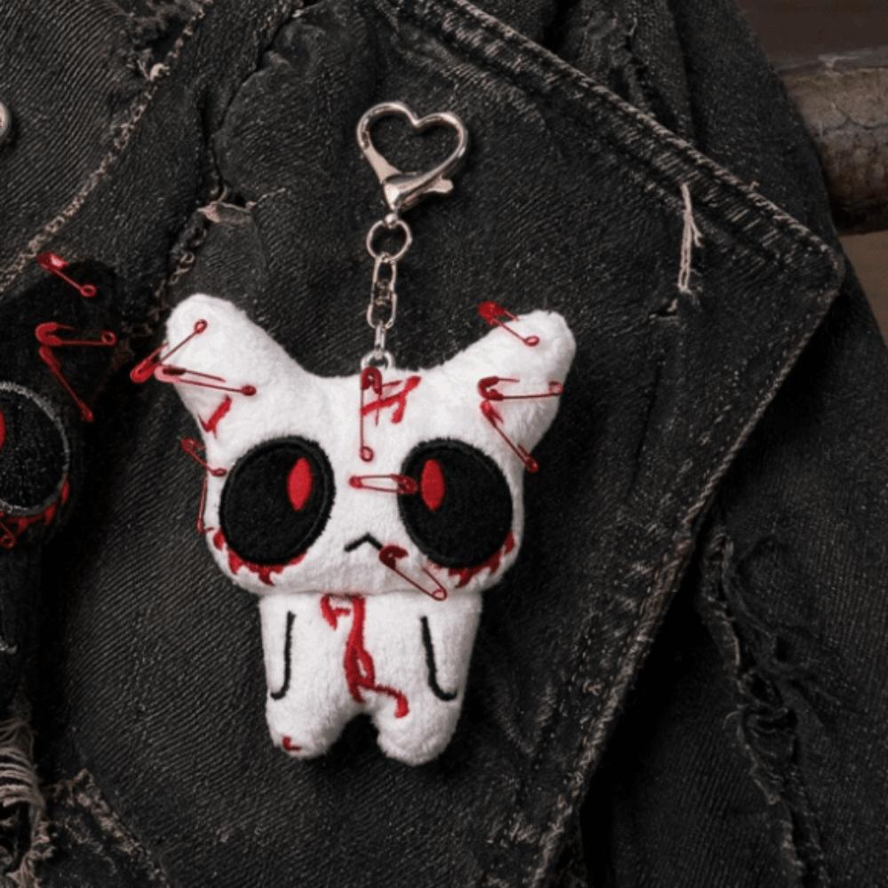 Black White Ghost Plush Keychain Unisex Dark Halloween Bag Pendant Scary Accessories Carnival