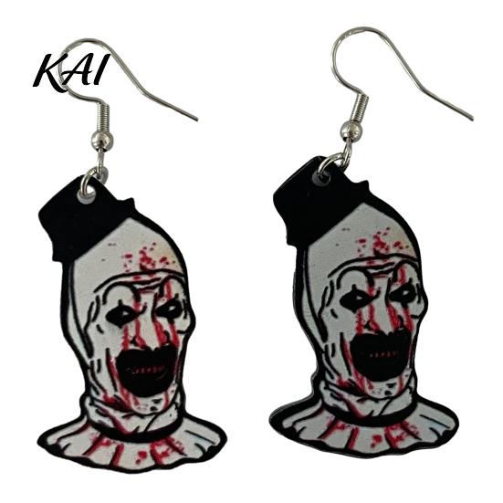 Vintage Style Horror Earrings 1 Pair Halloween Theme Dangle Drop for Women, Scary Blood Gothic Acrylic Clown Earrings, Creative Punk Jewelry Costume,