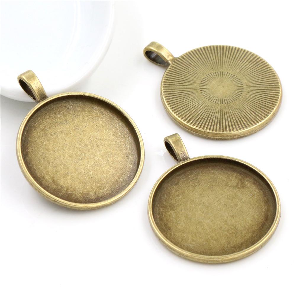5pcs 30mm Inner Size Antique Silver Plated Bronze Black 3 Colors Classic Style Cabochon Base Setting Charms Pendant