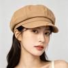 Women's Newsboy Hats fashionable casual octagonal hat  Fashion Vintage 8 Panels Visor Beret Hat Washed Pure Color French Cap