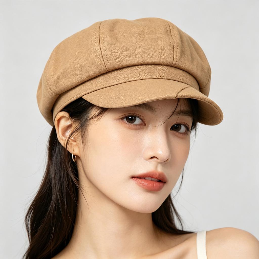 Women's Newsboy Hats fashionable casual octagonal hat Fashion Vintage 8 Panels Visor Beret Hat Washed Pure Color French Cap