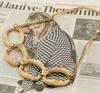 Trendy Geometric Metal Choker & Necklace Bracelet Set