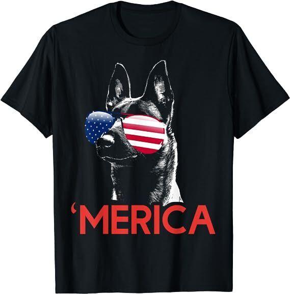 Merica Belgian Malinois American Flag Best Gift Idea T-Shirt S-5XL Unisex T-Shirt S