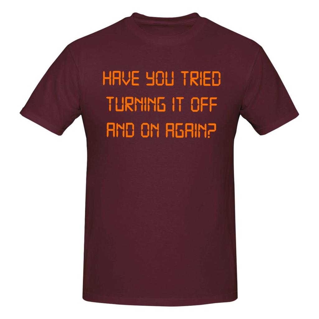 Unisex The IT Crowd Tv Have You Tried Turning It Off And On Again T Shirt Streetwear Oversized Oneck Cotton Sleeve Shirts