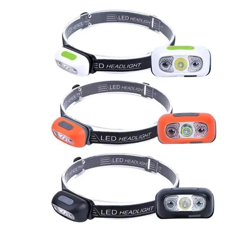 The Front Light USB Powerful LED Charging Sensing Headlights Night Outdoor Camping Hand -painted Flashlight Fishing Work Lamp