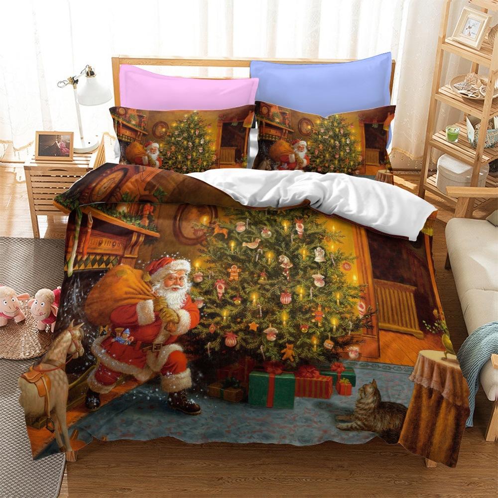 Christmas Series Bedding Three-Piece Home Textile Kit Digital Printing Production