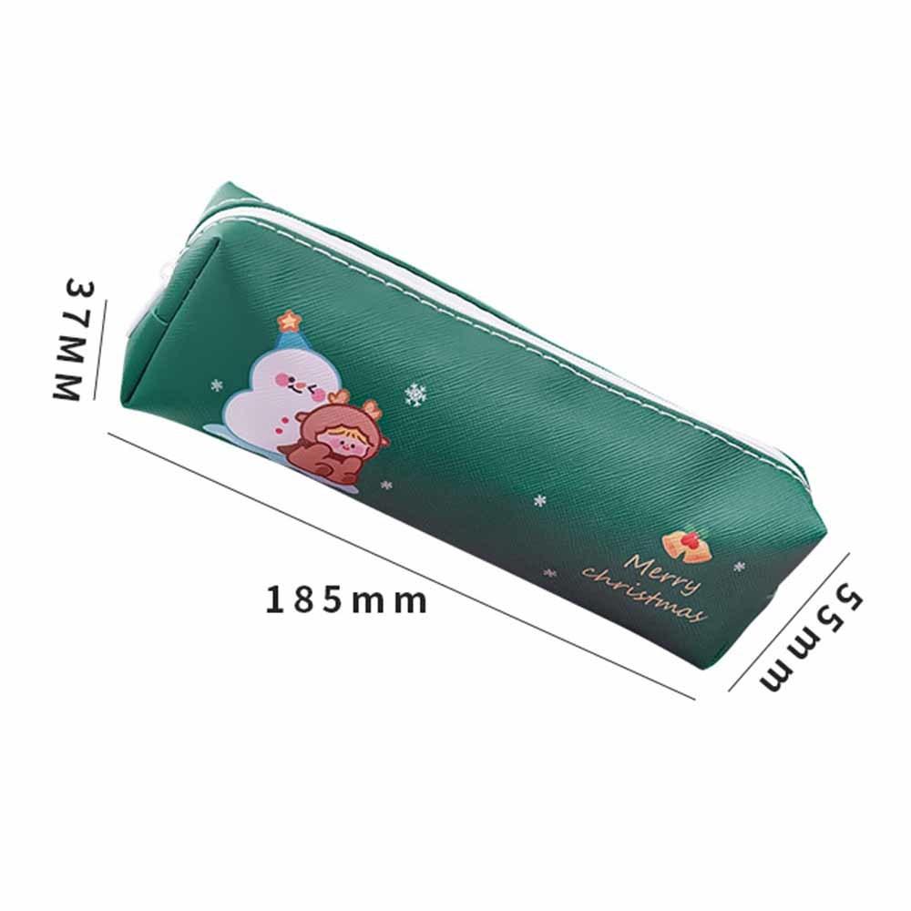 1 Piece Cute Cartoon Christmas Pencil Case Bag Key Chain Pu Large Capacity Coin Wallet Case Pouch Bag School Supplies Gift