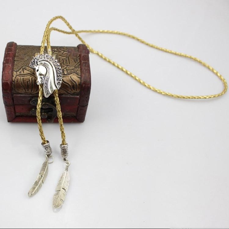 Elegant Black Bolo Tie with Horse Head Pendant Cowboy Necktie Western Tie