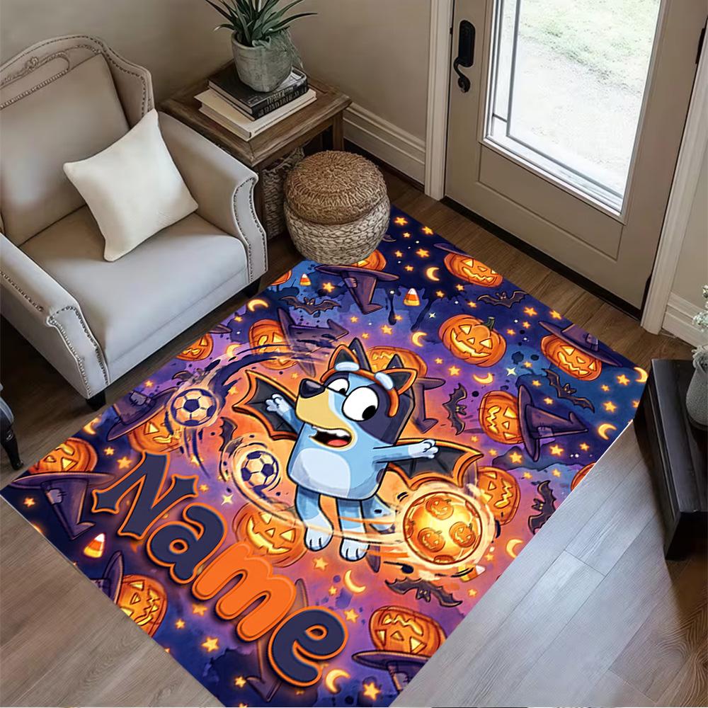 Soccer Fun Bluey Personalized Text Area Rug Perfect for Decorate Room Hallway Dining Room Study Room Antislip Carpet Anime Office Decor