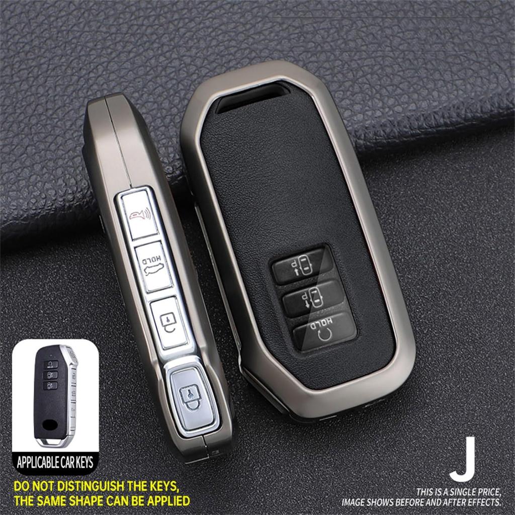 SANRILY PU Leather 7 Button Key Fob Cover Compatible with Kia EV6 K5 Seltos Carnival Dl3 Mq4 2023 Niro Keyless Smart Key Case with Weave Keychain