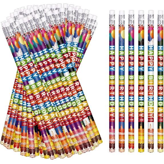 Birthday Pencils for Students Happy Birthday Pencil Bulk Colorful Wood Pencils Teacher Classroom Birthday Gifts Party Supplies (24)