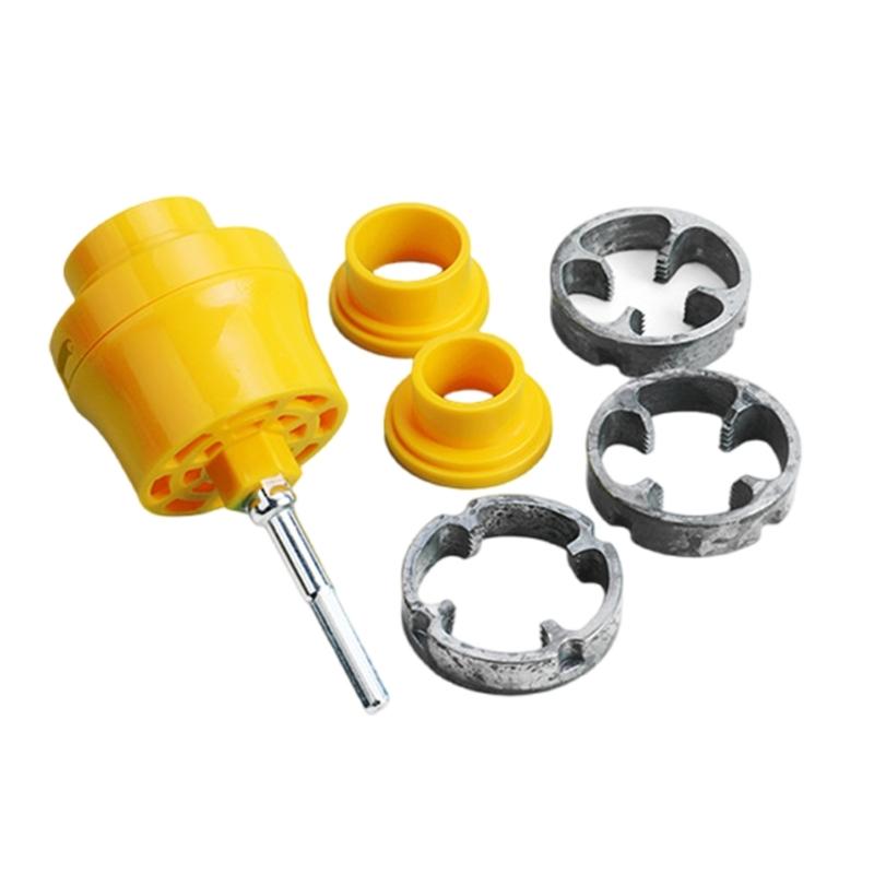 

PVC Pipe Threader Kit With 1/2 3/4 1inch Dies Electric Drill Attachment For Plastic Pipe Thread Making Tool Set 1