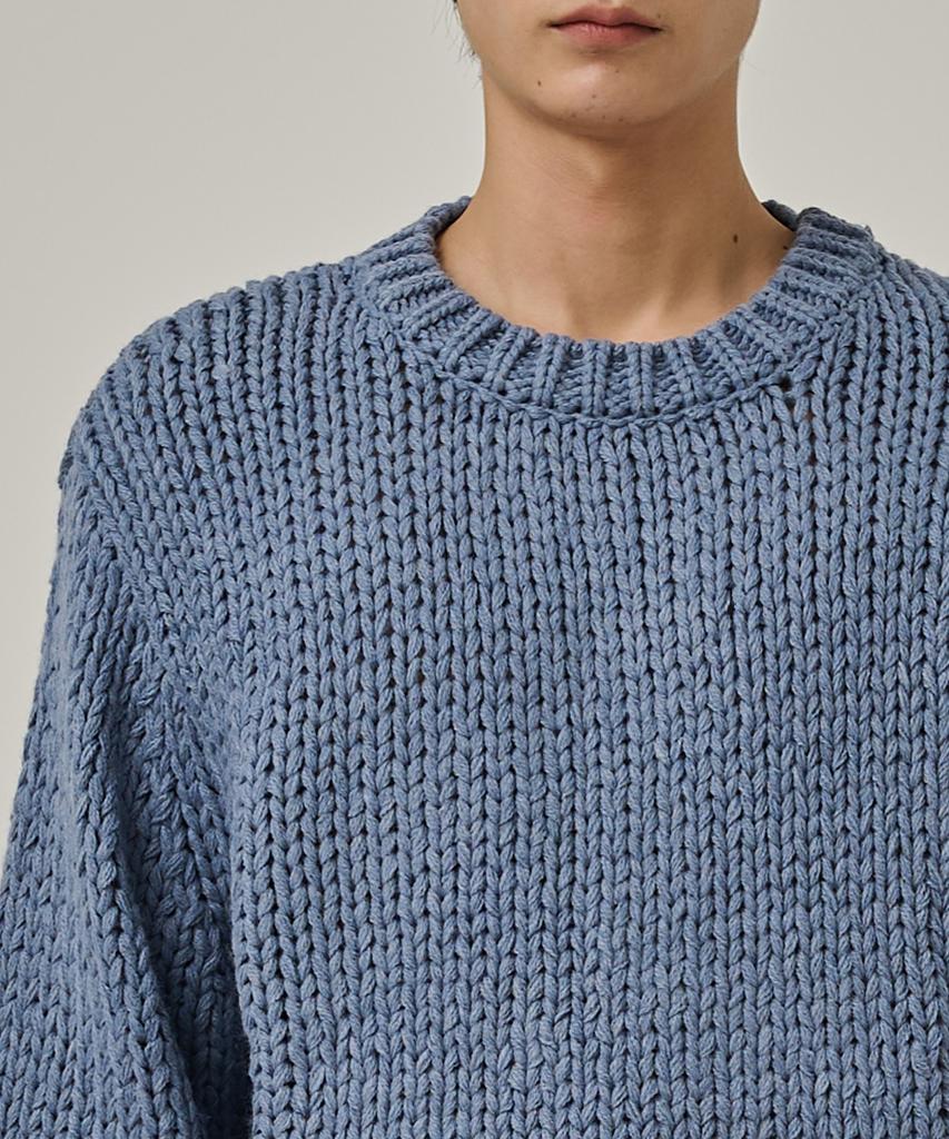 ANALOG MOOD Heavy Warm Round Pullover Knit (Blue)