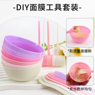 Purple Beauty Facial Mask Bowl Measuring Spoon Scraper 3 Piece Set Plastic Products Home Beauty Shops Beauty Tools