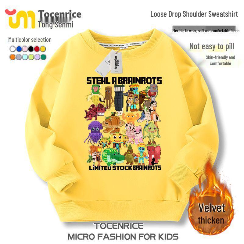 Roblox Shanhaijing Boys' & Girls' Round Neck Plus Velvet Hoodie