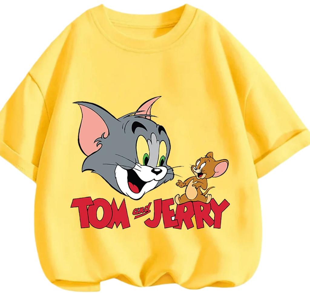 Youth Street Trend Tom And Jerry Tee Summer Soft Casual Round Neck Short Sleeve Children Clothing