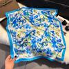French Light Luxury Floral Small Square Scarf Simulation Silk Printing Silk Scarf Headscarf Women's Spring and Summer Scarf Temperament Scarf Scarf N