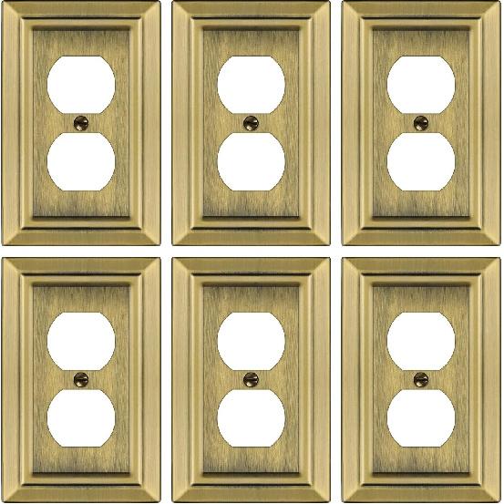 Metal Wall Plate for Electrical Outlets, Decorative Antique Brass Switch Plates Outlet Cover, Light Switch Cover Plate, 1-Gang Wall Plates (Duplex