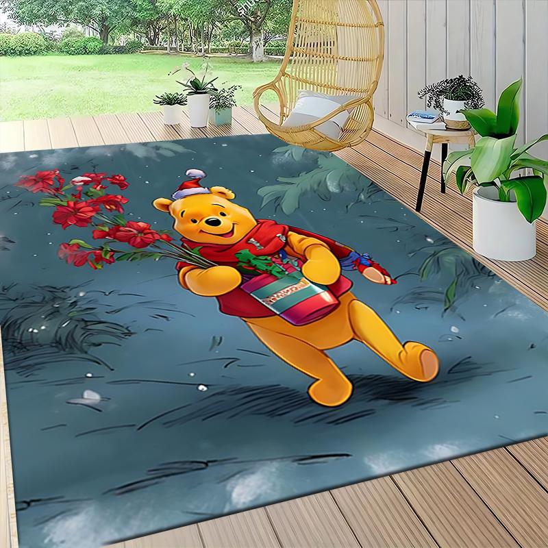 Winter Winnie Pooh Carpet Rug Soft Washable Anti Slip Home Living Room Sofa Mats Personalized Christmas Rug